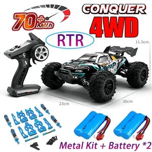 RC Car Off Road 4x4 Hoge snelheid 75 km/u afstandsbedieningsauto met LED -koplamp Brushless 4WD 1/16 Monster Truck Toys For Boys Gift 240328