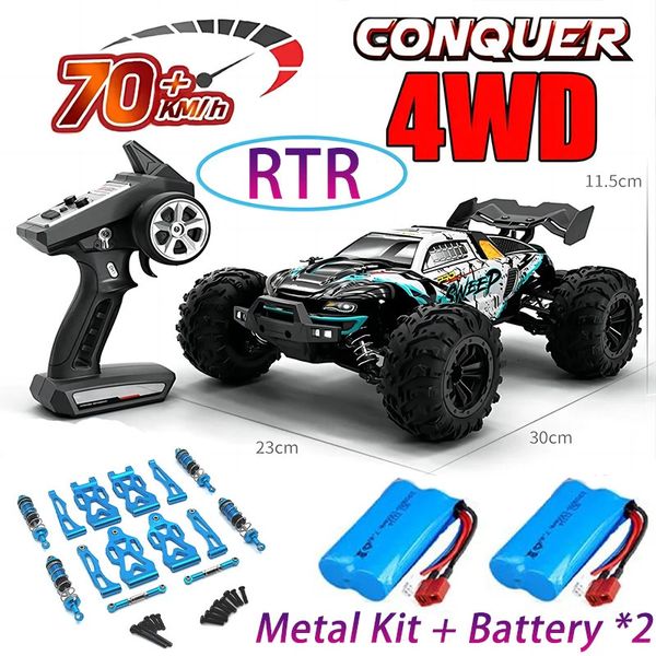 RC Car Off Road 4x4 Alta velocidad 75KMH Control remoto con faro LED Sin escobillas 4WD 116 Monster Truck Toys para niños Regalo 231229