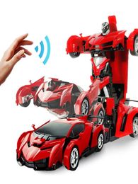 RC Auto Transformatie Robotmodel Afstandsbediening Auto Voertuig Elektrische Carro 2 in 1 Radiogestuurde Machine Geschenken Speelgoed voor Jongens Y7939773