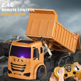 Rc Dump Truck Voertuig Speelgoed Voor Kinderen Jongens Kerst Verjaardagscadeaus Gele Kleur Transporter Techniek Model Strand 240117