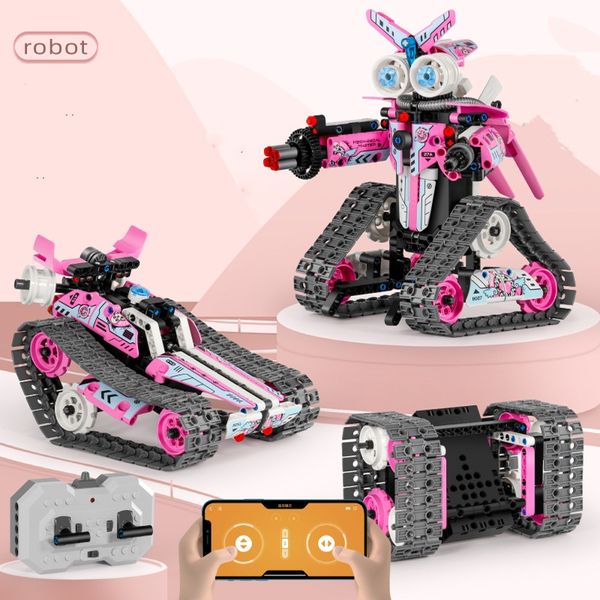 Robot inteligente de juguete RC Robot Destroyer Modelo Kit Bloque de juguete Lepin ladrillo 3IN1 Forma Transformador Figura Transformador Robot Vaccum Programación Juguete para niño Regalo de Navidad