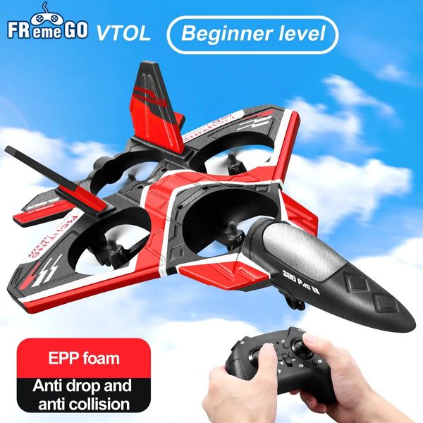 Avión de espuma RC con luz LED 2,4G Control remoto avión planeador de combate EPP juguetes de espuma RC Drone regalo para niños 240117