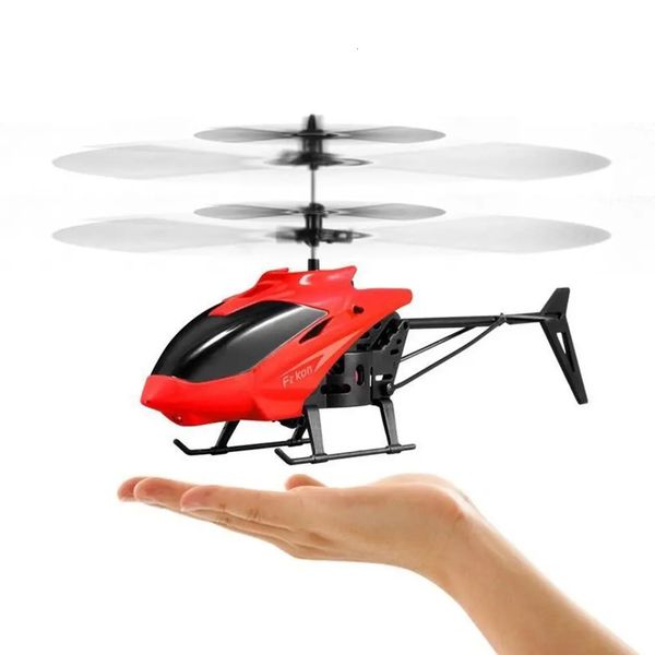 RC Helicopter Remote Control Aircraft 2ch Induction Induction Enfants Electric RC Flying Toy Flashing Flashing Light Plan 240417