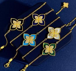 RC Italie Brand Clover Designer Charm Bracelets 18k Gold Shining Bling Crystal Diamond Sweet 4 Leaf Flower Bangle Bracelet Jewelry 2939055