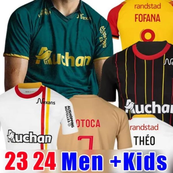 RC lente Jerseys de fútbol Maillot 23 24 HOME AMARILLO SANTO BARBE ESPECIAL KAKUTA FULGINI DIOU SOTOCA Camisa de fútbol 2024 Niños Notre Sang Estor Pereira da Costa Frankowski