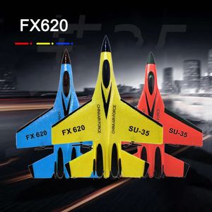 Avion RC SU35 2.4G, avion télécommandé, modèle volant, planeur, mousse SU-35 avec LED, jouet d'extérieur, cadeau pour enfants, garçon, 231228