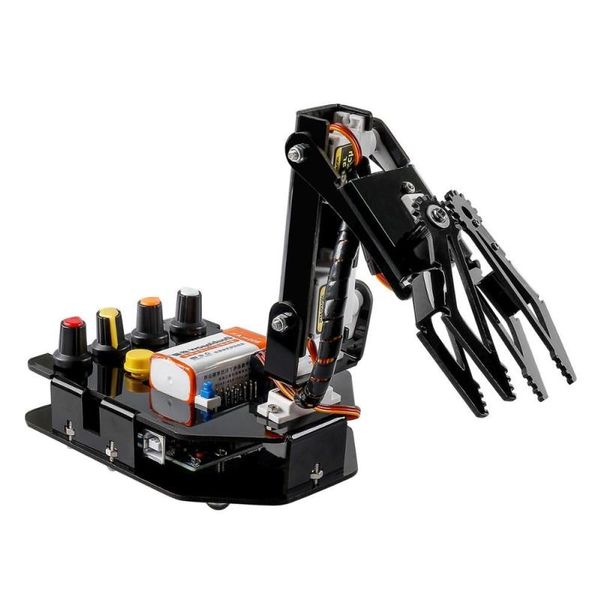 Freeshipping RC Programmable Robot Elctronic Robotic Bras Kit 4 axes Servo Control Rollarm pour Arduino DIY Robot Kit pour enfants Kkngw