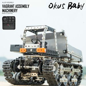 RC Robot 2.4G 10CH Camión volquete con orugas DIY Acero inoxidable Montar Carretilla elevadora Bulldozer Grúa Vehículo Modelo de coche de metal Regalos para niños 230327