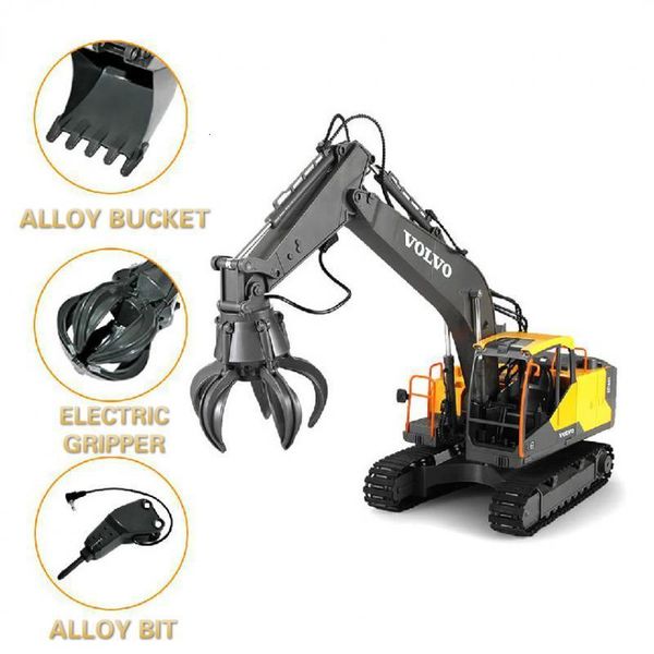 RC Robot 2.4G 3in1 Aleación Excavadora 1 16 17ch Camiones grandes Simulación Control remoto 3 Tipo Ingeniero Vehículo Juguetes E568 230327