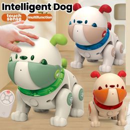 Rc Robot electrónico perro táctil eléctrico juguete para mascotas inteligente TouchSense música canción niño aprendizaje gatear regalo de Navidad 240131