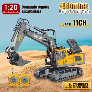 RC Robot Excavator Bulldozer 1 20 2 4GHz 11CH Camion de construction Véhicules d'ingénierie avec musique légère Cadeau de Noël Jouets pour enfants 230323