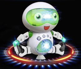 RC Robot Fun Dancing Robot 360 Space Rotating Flashing Sounding Robot Interactief speelgoed Licht en muziek Batterij-aangedreven geschenken voor verjaardag 230714