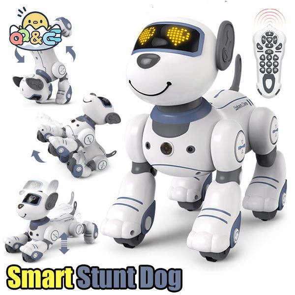 Robot RC Drôle RC Robot Électronique Chien Stunt Puppy Commande Vocale Programmable Touch-sense Musique Chanson Robots Chiens pour Enfants Jouets Enfants 230714