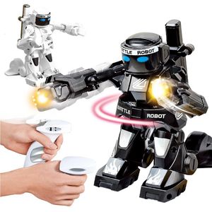 RC Robot HG 24G Mini Battle Fighting Infrared Sensing 777615 Intelligent Sound Combat Télécommande Jouets pour enfants 230419