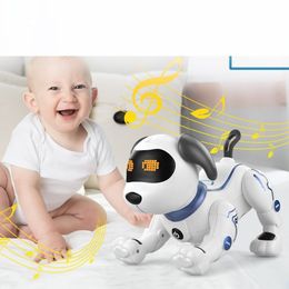 RC Robot K16A Elektronische Huisdieren Hond Stunt Touch gevoel Muziek Lied Speelgoed Voice Command voor Kinderen Verjaardag Kerstcadeau 230727