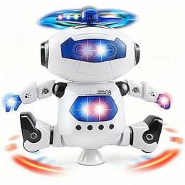 RC Robot Kinderen Roterend Dansspeelgoed Met Muziek LED-licht Elektronisch lopen voor jongens Meisjes Verjaardag Kerstcadeau 231124