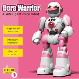 RC Robot Pink 2.4g RC Robot Remote Contramment Programmation English Space Robot Remote Gesture Induction Induction Children Gift T240422