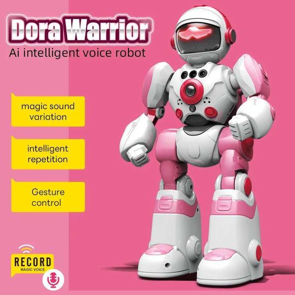 RC Robot Pink 2.4G RC Robot Programación de control remoto Robot Inglés Robot Remoto Toque Toque Inducción Danza Danza Regalo T240422
