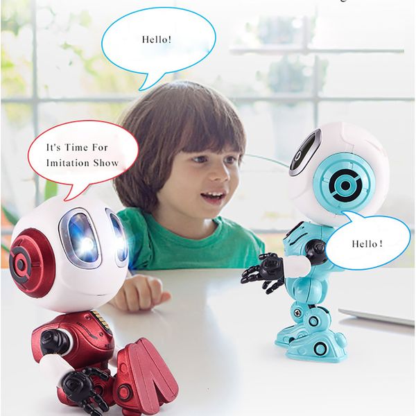 RC Robot Smart Touch Sensing Talking Toy Head Sensible al tacto Luces LED Aleación Juguetes para niños Regalo Rojo Verde Azul Boy 221122