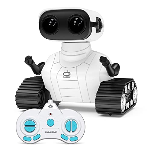 RC Robot Toys Oplaadbare robots Wandelen Zingen Roterend vergezellen bij afstandsbediening speelgoed met muziek en LED -ogen