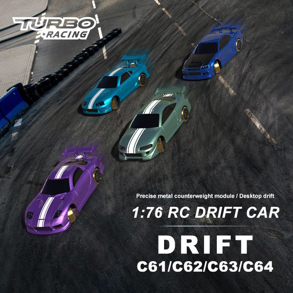 RC Robot TURBO RACING 1 76 Mini coche de control remoto C61 C62 C63 Actualización Drift 230323