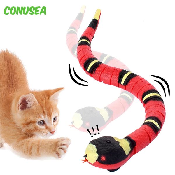 RC Snake Animals Intelligent Electric Obstacle Évitement de Silver Ring Snake Smart Senting Electronic Toys for Cat Halloween 240408