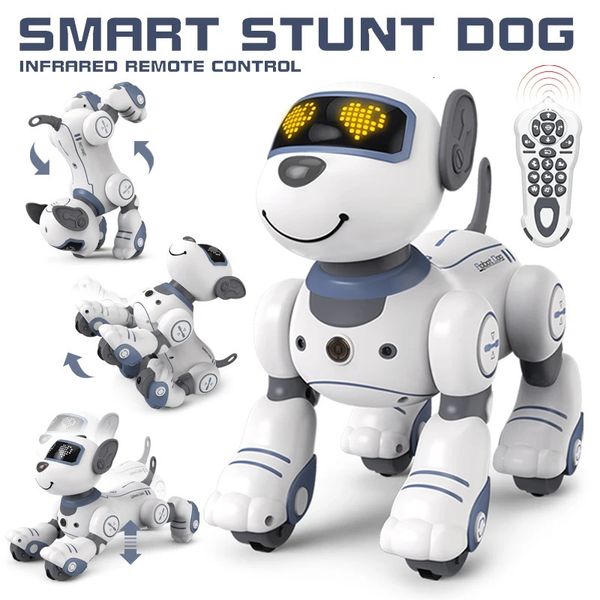 RC Stunt Robot Dog Robots Inteligent Kids Toy Toy Remote Control Música Toque Danza Canto Siga a Walking Electric Animals para niña 240417