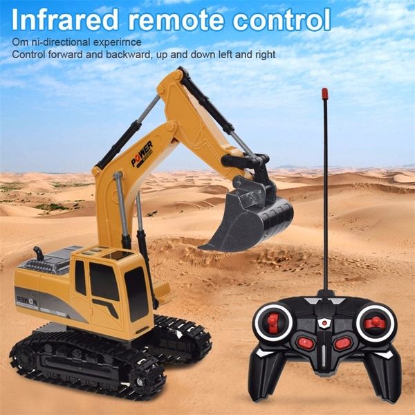 Camions RC Mini Télécommande Bulldozer 1:24 Alliage En Plastique Ingénierie De Voiture Camion À Benne Grue Pelle Véhicule Électrique Jouets Cadeau 220315