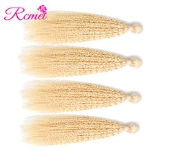 Rcmei 4 Bundels Mongoolse Krullend Haar Extensions 613 Blonde Bundels 1030 inch Kinky Krullend 613 Remy Menselijk Haar Bundels 6445539