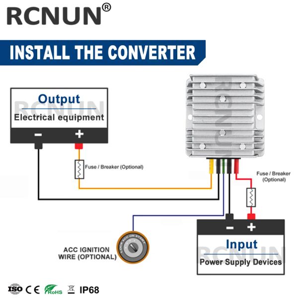 RCNUN 36V 48V à 13,8V 10A 15A 20A SPEP Down DC DC Converter 48 Volt en 13,8 Volt Buck Power Module pour voitures Solar