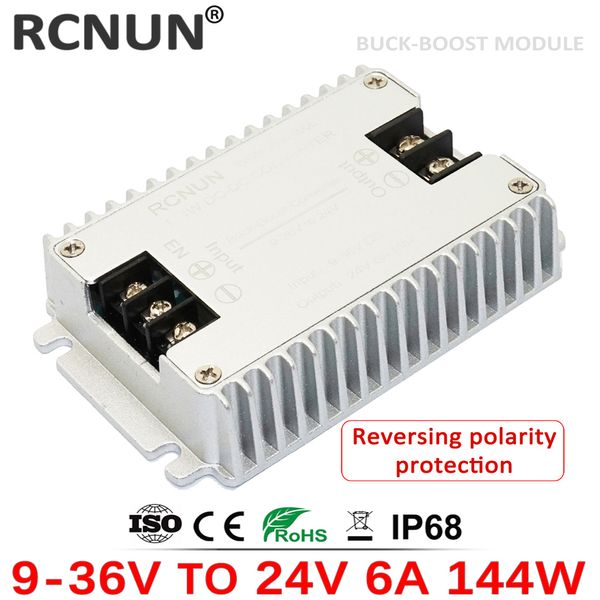 RCNUN 9-36V a 24V 6A DC DC Regulador de convertidor de paso hacia abajo Estabilizador de voltaje de 24 voltios con protección inversa