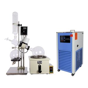 ZOIBKD Lab Supplies Equipo de evaporador rotatorio de laboratorio de alto rendimiento de 5 l con baño de calefacción digital de elevación manual/enfriador/bomba de vacío llave en mano