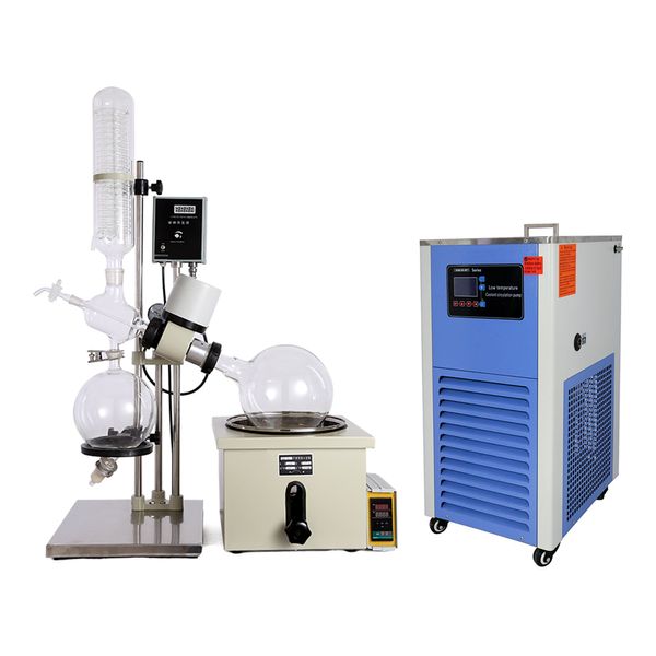 ZOIBKD Lab Supplies Equipo de evaporador rotatorio de laboratorio de alto rendimiento de 5 l con baño de calefacción digital de elevación manual/enfriador/bomba de vacío llave en mano