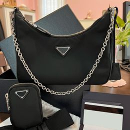 Re-Edition 2005 2000 Triangle nylon bags Cross Body 3piece Designers Saffiano Schoudertas Dames Heren Cleo Chain Totes handtassen Lederen prad luxe reistas