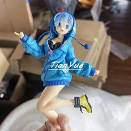 Re Life in a Different World from Zero Rem Wintertrui Blauw ver Girl Action Figure Model Speelgoed 21cm 240103