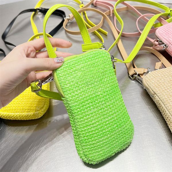 Funda para teléfono inteligente de cuero Re-nylon y Saffiano, bolso para mujer y hombre, cierre a presión, estuches triangulares de metal esmaltado, bolso de hombro para llevar alrededor del cuello Po 573