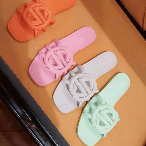 Designer sandales femmes interlock caoutchouc pantoufles slide femmes Beach Jelly script mule étanche luxe Lefort lacets box 【code ：L】