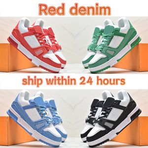 Top 2023 heren hardloopschoenen geel groen zwart rood denim herenschoen Logo reliëf designer Trainer dames Sneaker hemelsblauw triple wit roze grijs dames trainers sneakers