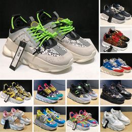 Reaction 2024 Chain heren dames designer schoenen platform sneakers Rubber Suede Triple Zwart Wit Bluette Goud Rood Kers heren casual trainer's