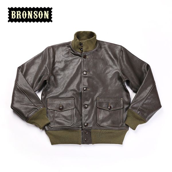 Lis la description !Taille asiatique Bronson US Air Force authentique peau de chèvre veste en cuir vintage LJ201029