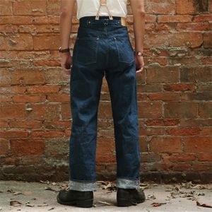 Lees Beschrijving Bronson Indigo Selvage Unwashed 13oz High Taille Pants Raw Denim Jean Lot910 201111