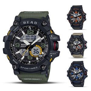 LEES Sport Horloges voor Mannen Waterdicht Digitaal Horloge LED Grote Dail Lichtgevende Klok Montre Homme Militaire Grote 201125