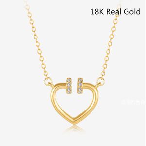 Lezen om Au750 Real Hot Selling Puur Gouden Hart Charme Ketting voor Vrouwen Fijne Sieraden Kettingen te verzenden