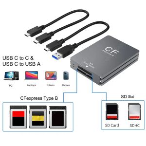Lezers 2 In 1 USB -kaartlezer Type A SD -kaartlezer DualSlot USB 3.2 10GBPS KAART TYPE ASD Memory Card Adapter voor pc -laptop