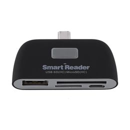 Lectores Freeshipping 4 en 1 OTG/TF/SD Mini adaptador de lector de tarjetas inteligentes Puerto de interfaz micro USB para teléfono blanco