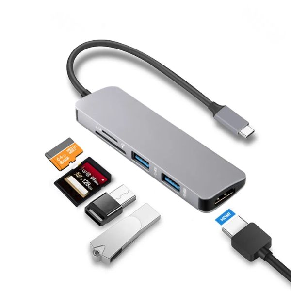 Lectores 5 IN1 USB C HUB USBC a HDMI Micro SD/TF Card Reader Adaptador para MacBook Samsung Galaxy S9/S8 Huawei P20 Pro Tipo C USB 3.0 Hub