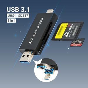 Lecteurs JJC UHSII SD MSD Carte Reader USB 3.1 / Micro USB 2.0 / Type C USB 3.1 à SD Micro SD TF Memory Carte Adaptateur pour le téléphone portable PC OTG