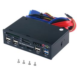 Lectores Multifunción USB 3.0 HUB ESATA SATA SATA Tarjeta interna Reader PC Media Audio del panel frontal para SD MS CF TF M2 MMC Memoria Tarjetas