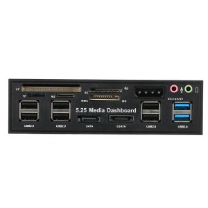 Lecteurs multifonction USB 3.0 hub esata sata port carte interne lecteur pc tableau de bord support audio panneau avant pour sd ms cf tf m2 mmc