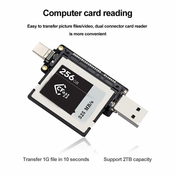 Lecteurs PH851 Carte mémoire Portable CFAST USB3.1 Typec Type A + C Carte Reader Prise en charge 2 To pour le carnet de tablette d'ordinateur portable